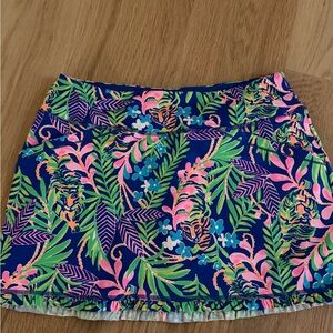 Lilly Pulitzer Luxletic Blue and Pink Tropical Mini Skirt